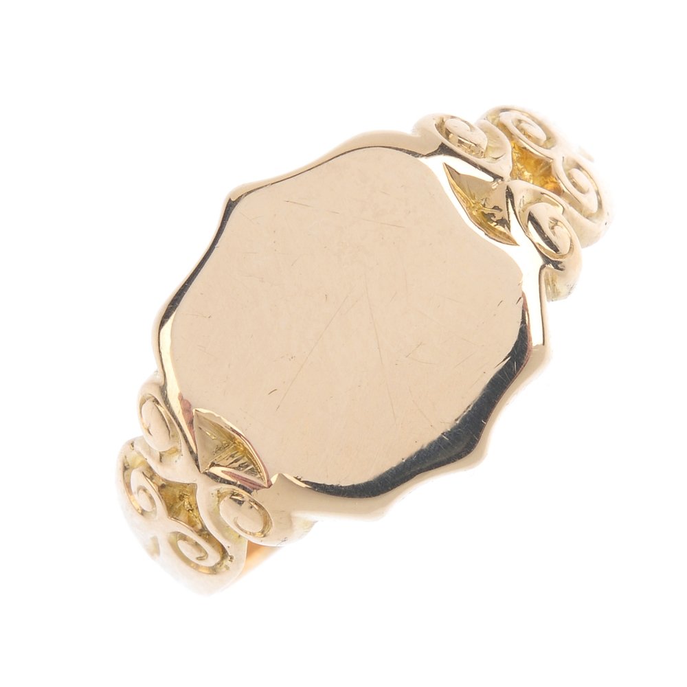 A late Victorian 18ct gold signet ring. The (1 of 3)