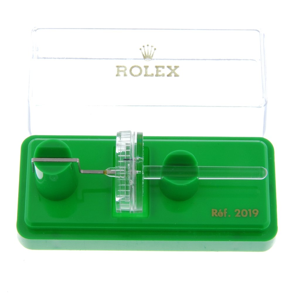 A Rolex Microstella adjustment tool, reference 2019.: A Rolex Microstella adjustment tool, reference 2019. Box. This lot has not been tested to ascertain working order. Sold as seen. Fellows do not guarantee the working order or accuracy of any lots sold