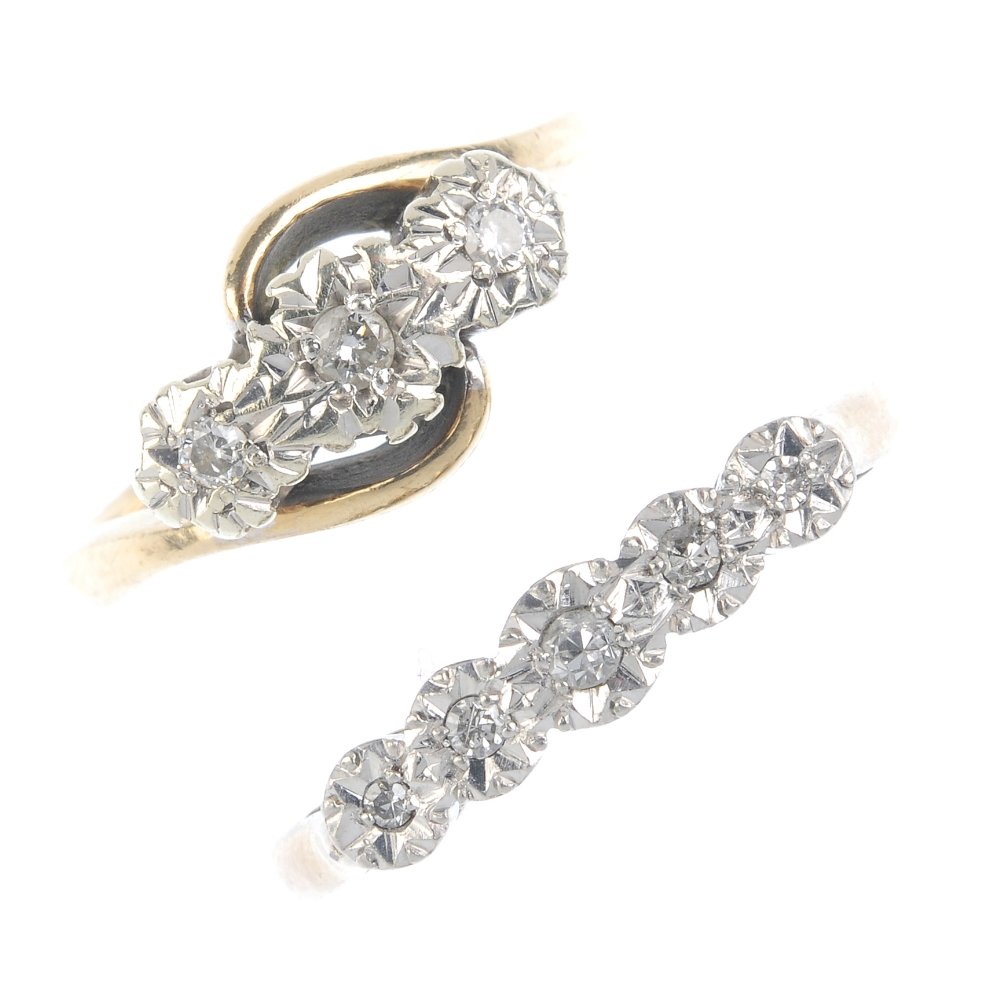 Four diamond rings. To include an illusion-set diamond (1 of 3)