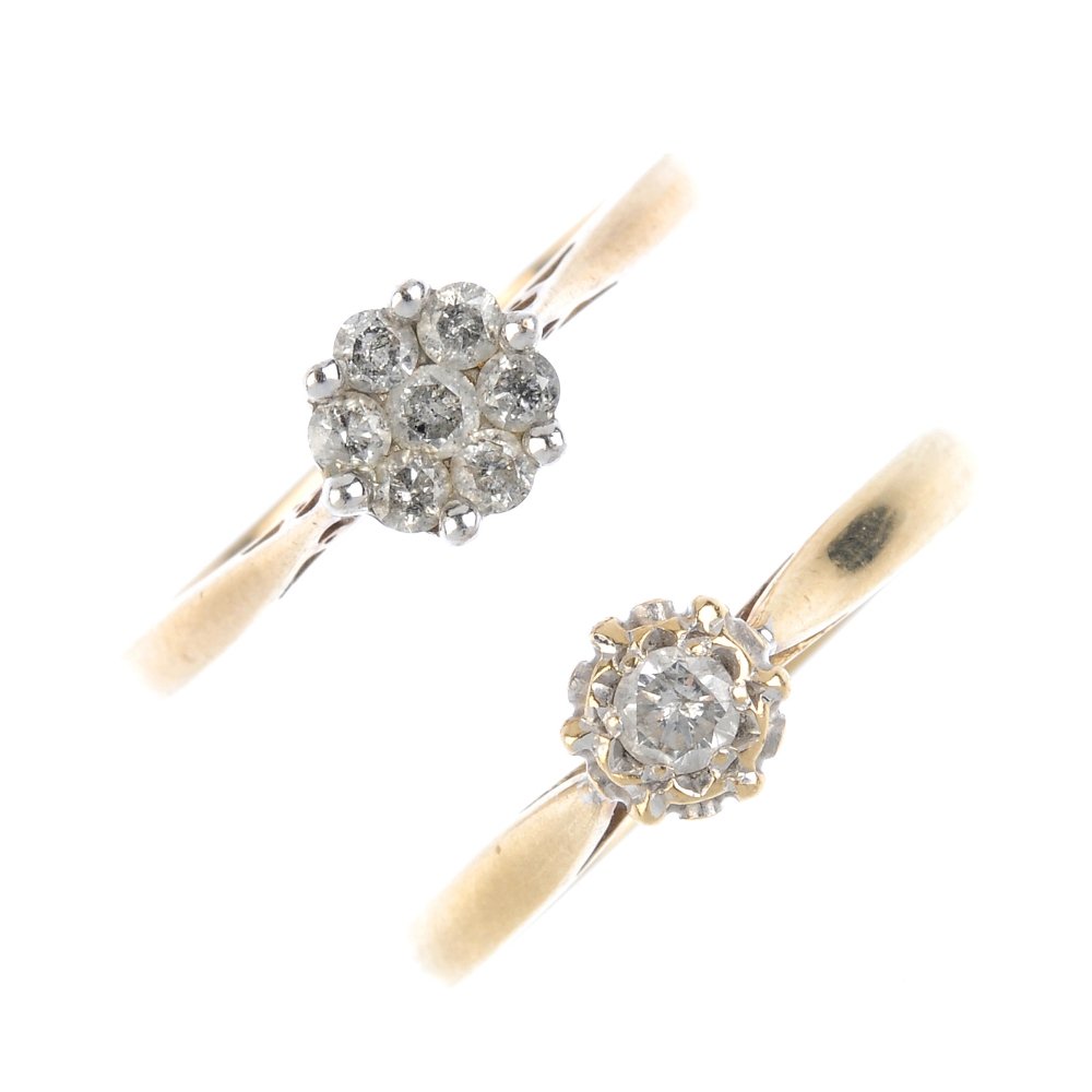 Two 9ct gold diamond rings. To include a diamond (1 of 3)