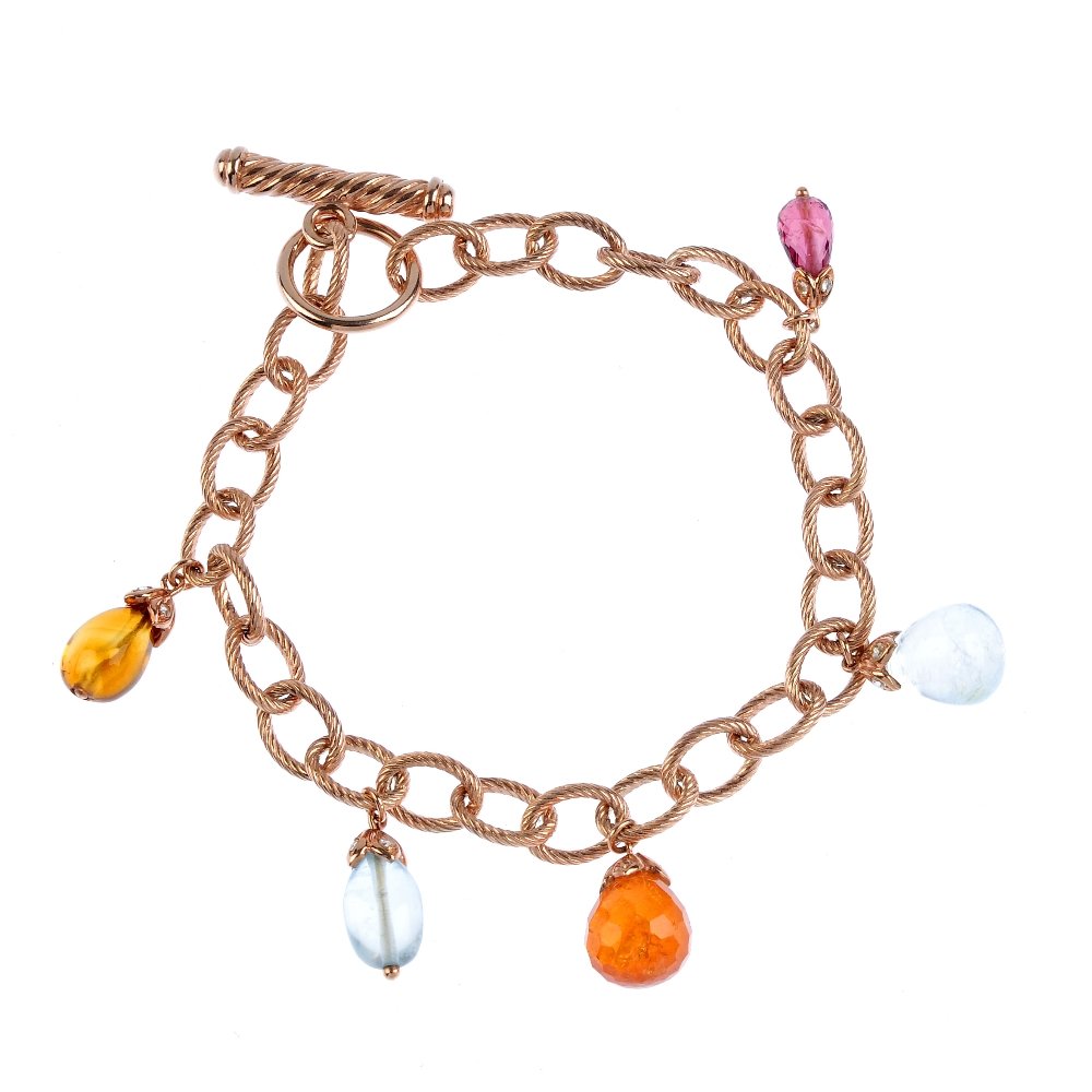 A gem-set bracelet. Comprising belcher-links with (1 of 3)