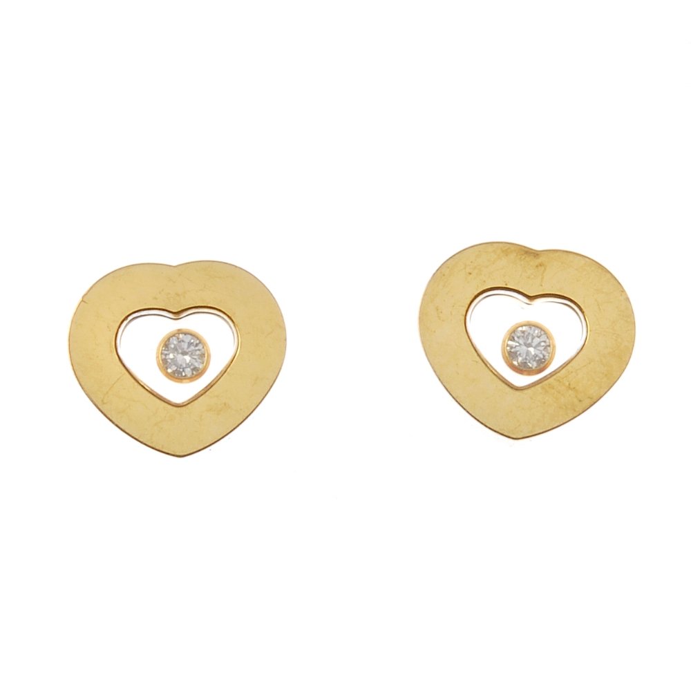 CHOPARD - a pair of 18ct gold 'Happy Diamond' heart ear (1 of 1)