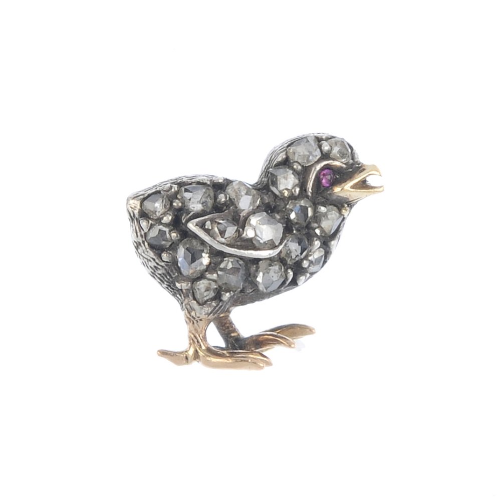 A diamond-set chick, formerly a stickpin (1 of 2)