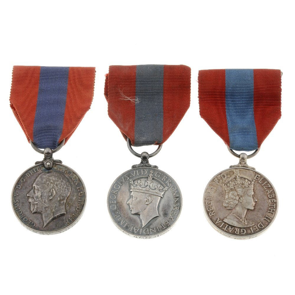 Imperial Service Medal (3), George V (2), Elizabeth II,: Imperial Service Medal (3), George V (2), Elizabeth II, named to €˜Henry Lord€™, €˜Horace Alfred Nicholls€™ and €˜Henry John Fox€™. (3).
