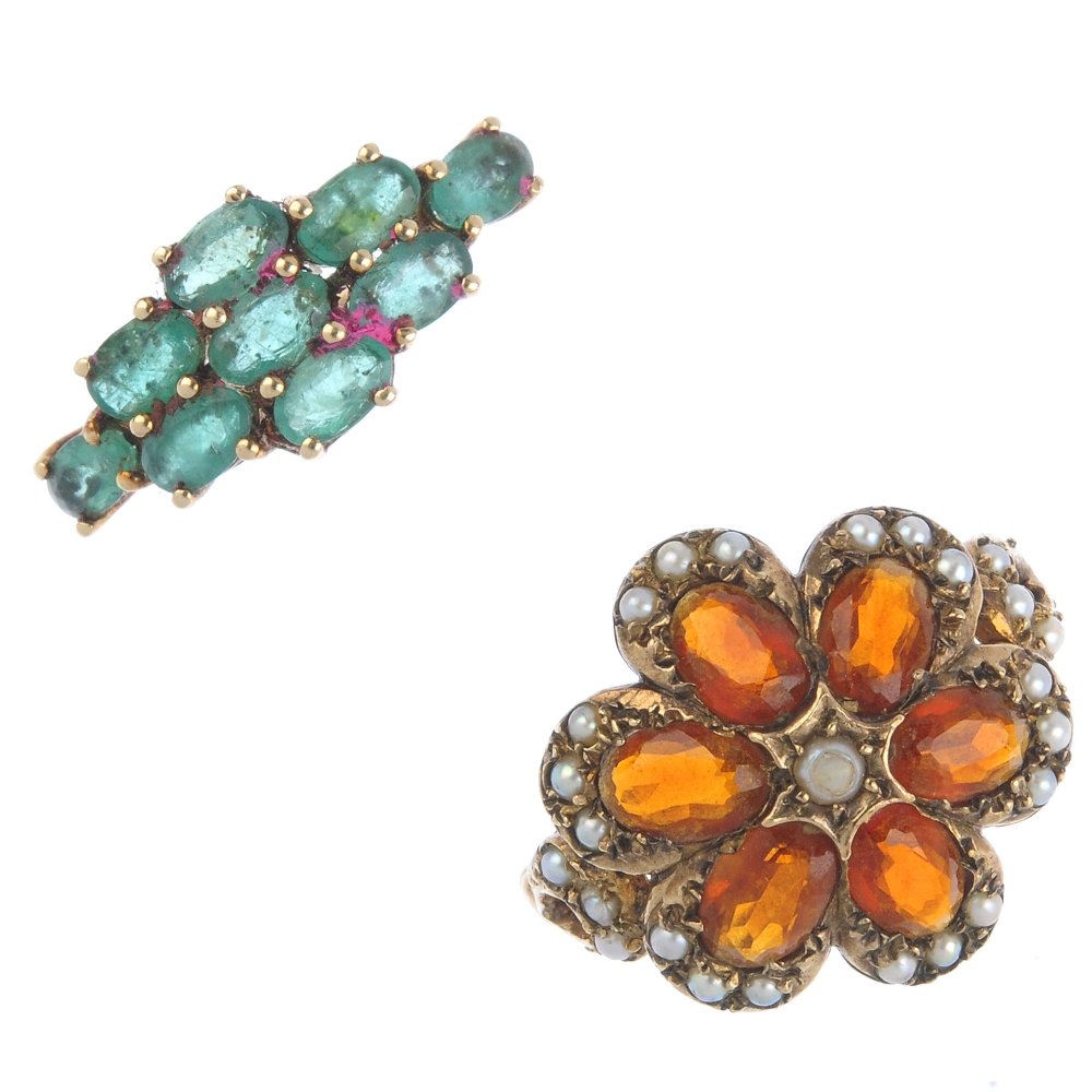 Two 9ct gold gem-set dress rings. To include a citrine (1 of 3)