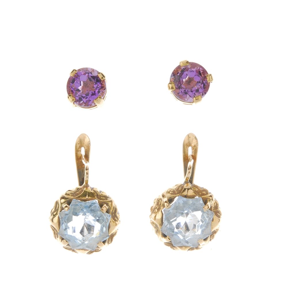 Two pairs of gem-set and paste earrings. To include a (1 of 3)