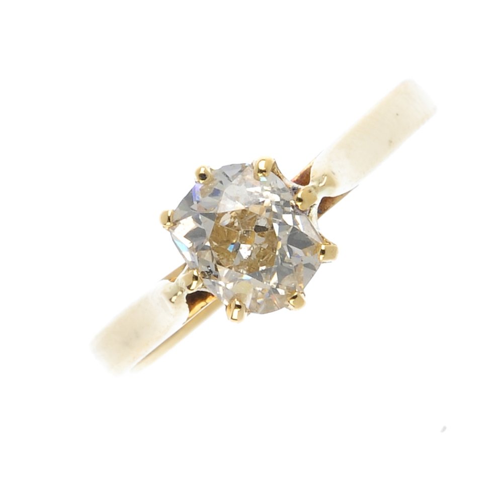 An 18ct gold diamond single-stone ring. The oval (1 of 2)