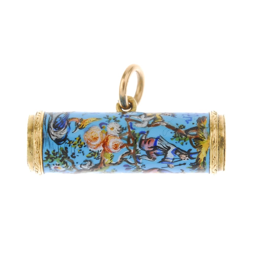 A 19th century gold enamel pendant. The enamel (1 of 3)