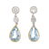 A pair of aquamarine and diamond earrings. Each