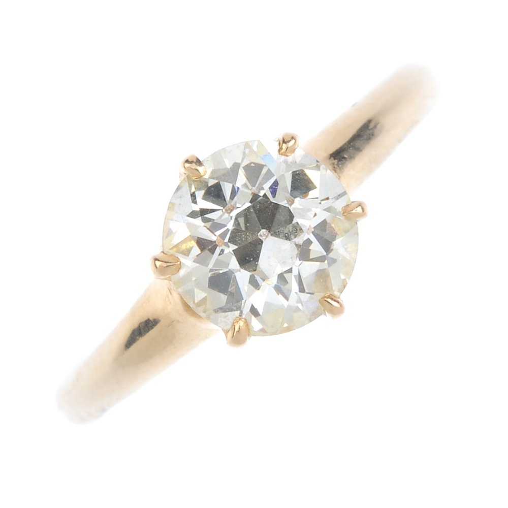 A diamond single-stone ring. The old-cut diamond, with (1 of 3)