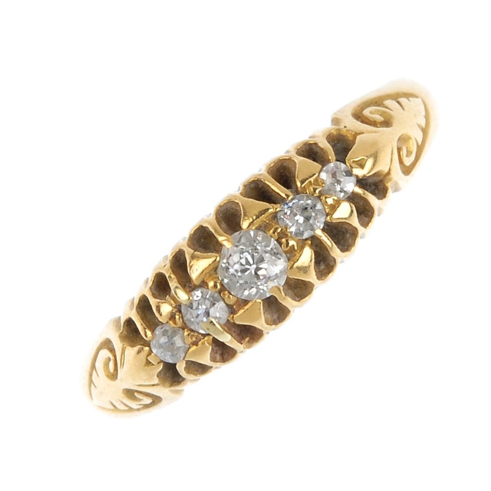 A late 19th century gold diamond five-stone ring. The (1 of 1)