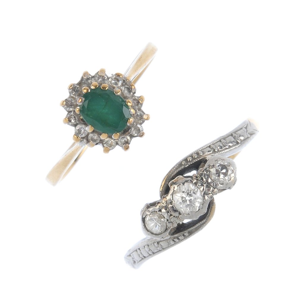 Two diamond and gem-set rings. The first designed as an (1 of 2)