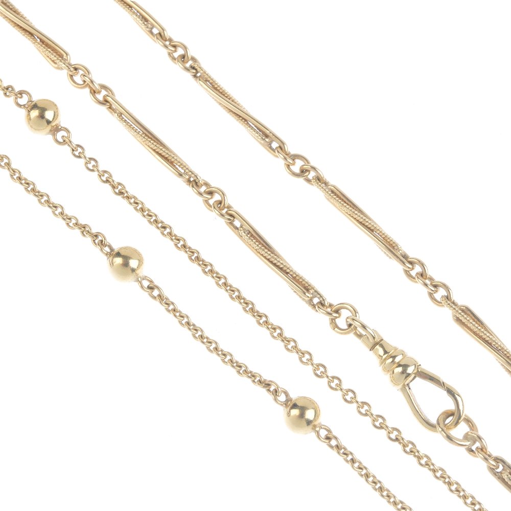 Two 9ct gold chains. The first designed as a series of (1 of 4)