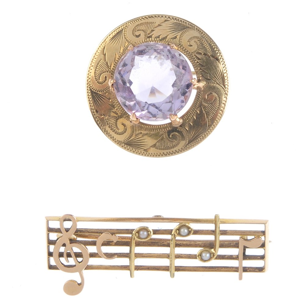 Two gem-set brooches. The first designed as an early (1 of 2)