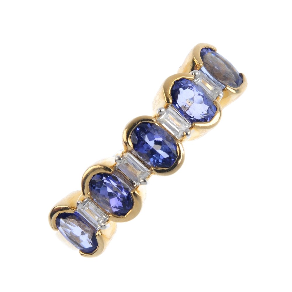 A 14ct gold tanzanite five-stone ring. The oval-shape (1 of 3)