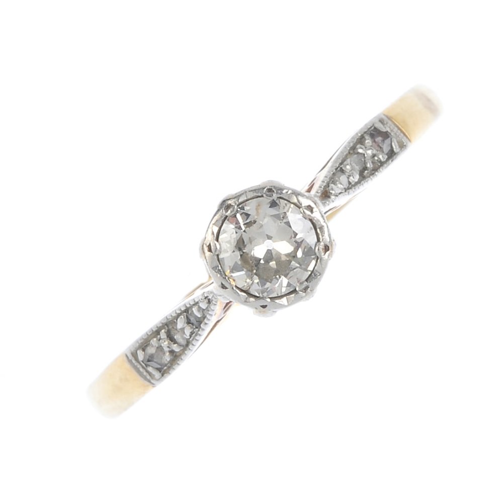 A diamond single-stone ring. The circular-cut diamond, (1 of 3)