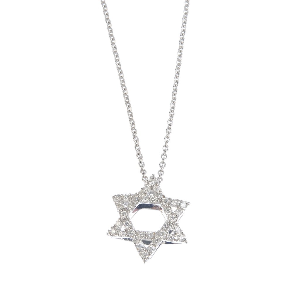 An 18ct gold diamond Star of David pendant, with chain. (1 of 3)
