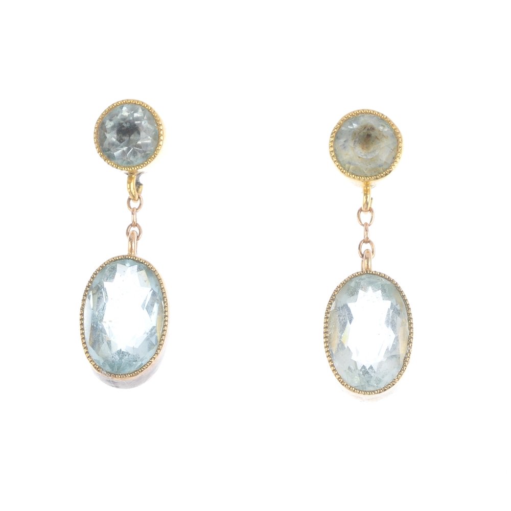 A pair of early 20th century 9ct gold paste earrings. (1 of 2)