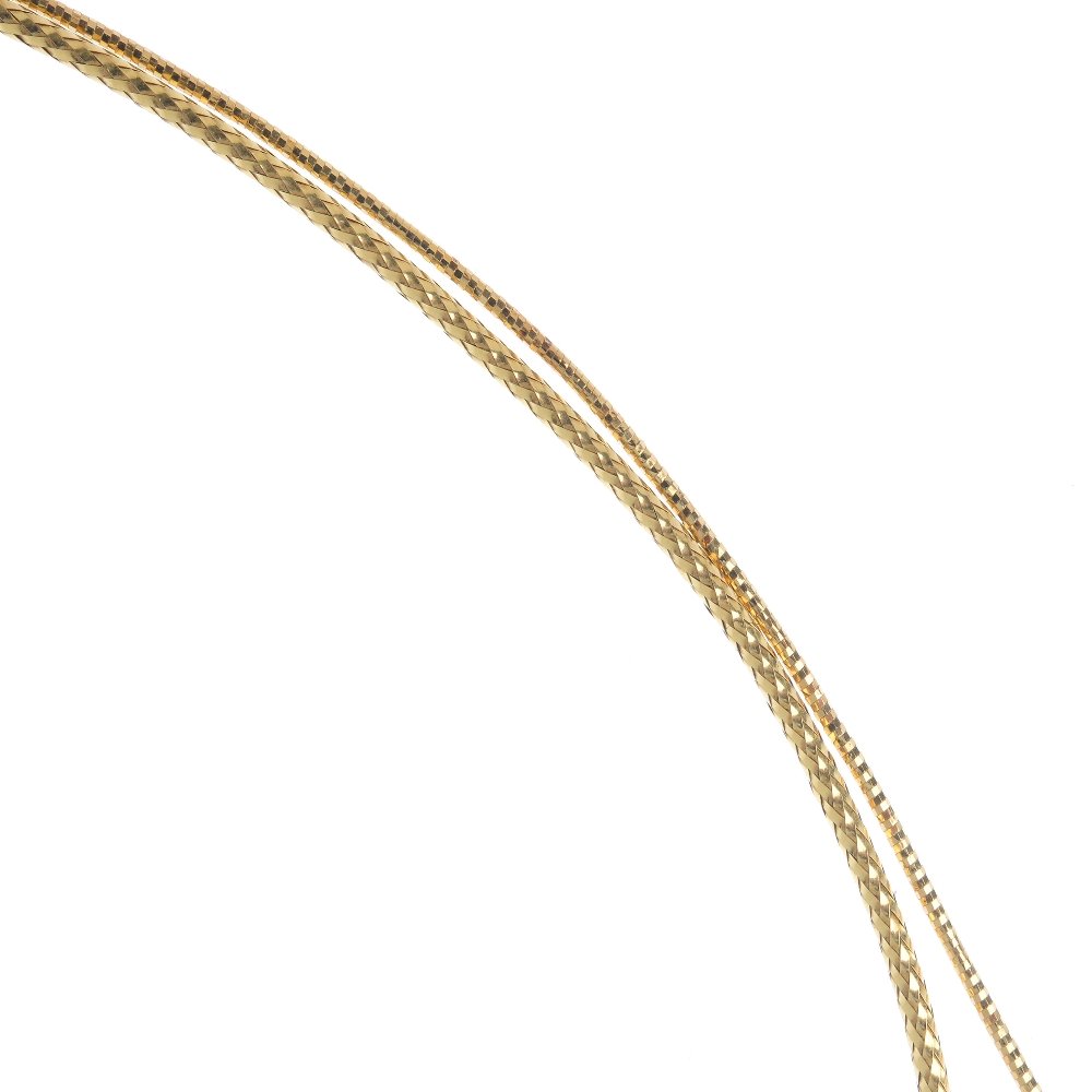 Two necklaces. Comprising a woven chain, together with (1 of 2)