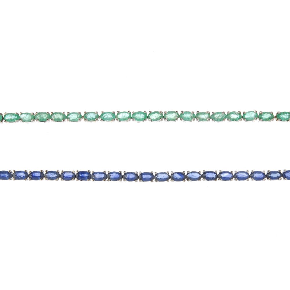 Two silver gem-set bracelets. The first designed as a (1 of 3)