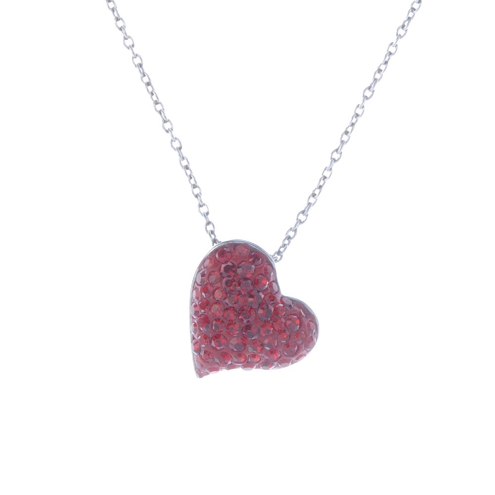 SWAROVSKI - a selection of jewellery. To include a: SWAROVSKI - a selection of jewellery. To include a Hello Kitty heart pendant, two further heart pendants and a curb-link necklace suspending graduated crystal stars, with matching ear studs. With make