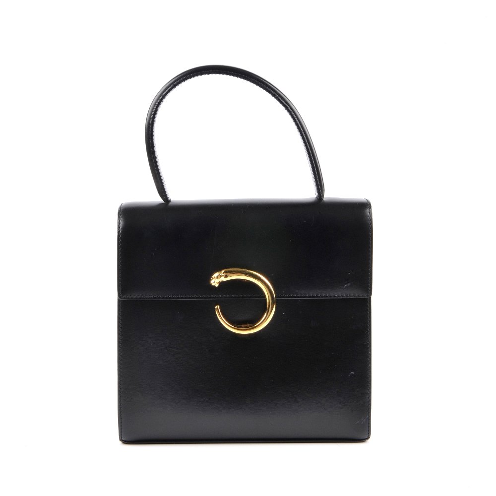 CARTIER - a black leather Panthere box bag. Designed (1 of 5)