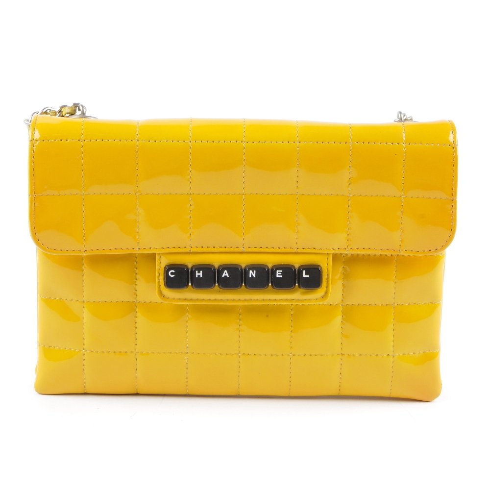 CHANEL - a patent yellow Piano handbag. Designed with a (1 of 3)