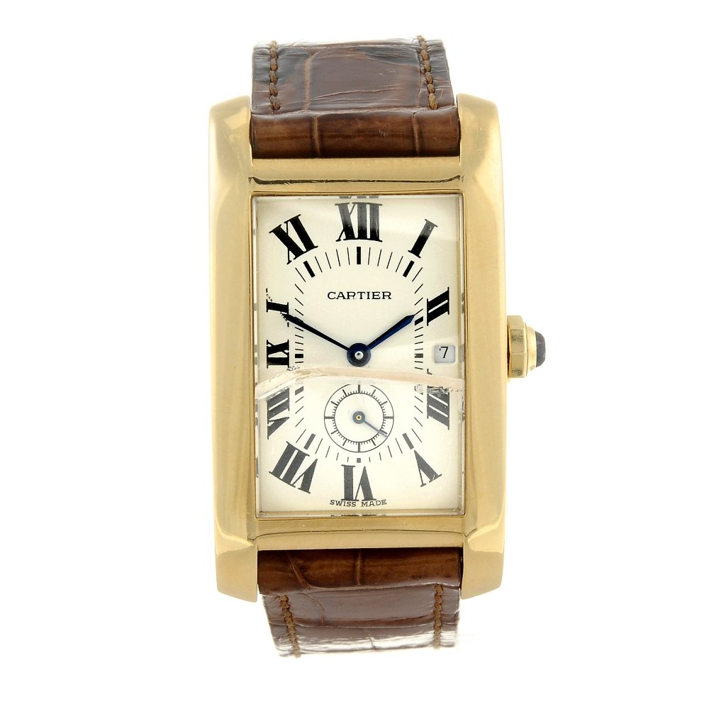CARTIER - a Tank Americaine wrist watch. Yellow metal (1 of 4)