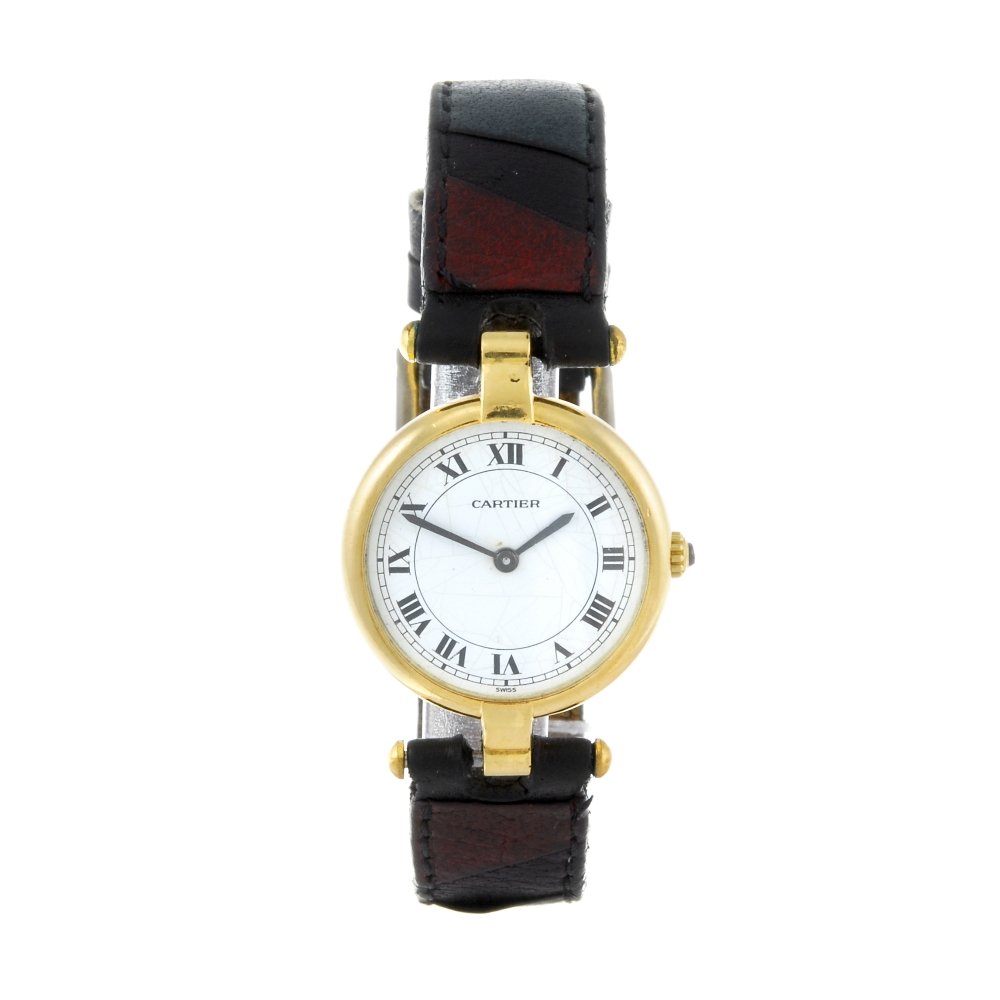 CARTIER - a Vendome wrist watch. Yellow metal case, (1 of 4)