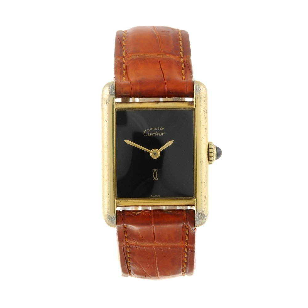 CARTIER - a Must de Cartier Tank wrist watch. Gold (1 of 4)