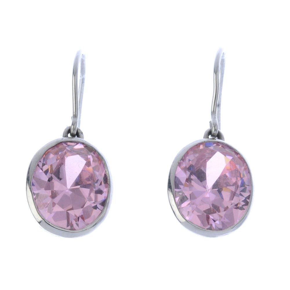 A pair of 18ct gold cubic zirconia earrings. Each (1 of 2)