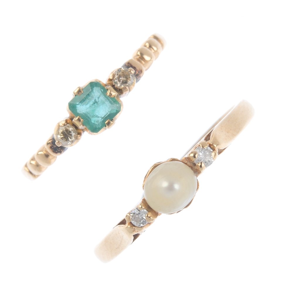 Two gem-set dress rings. To include a pearl and (1 of 2)