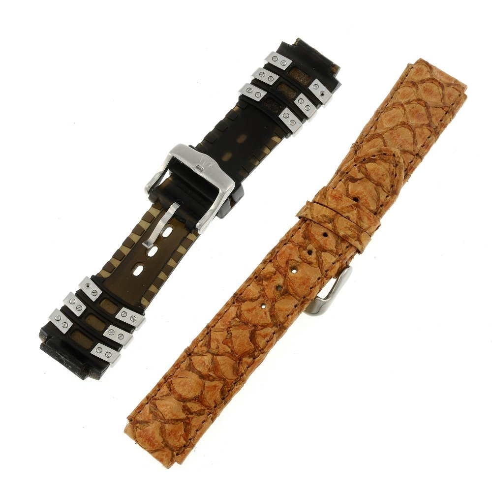 A group of Technomarine watch straps. Recommended for: A group of Technomarine watch straps. Recommended for spares or repair purposes only. Approximately 22. Sold as seen. Fellows do not guarantee the working order or accuracy of any lots sold. Please se