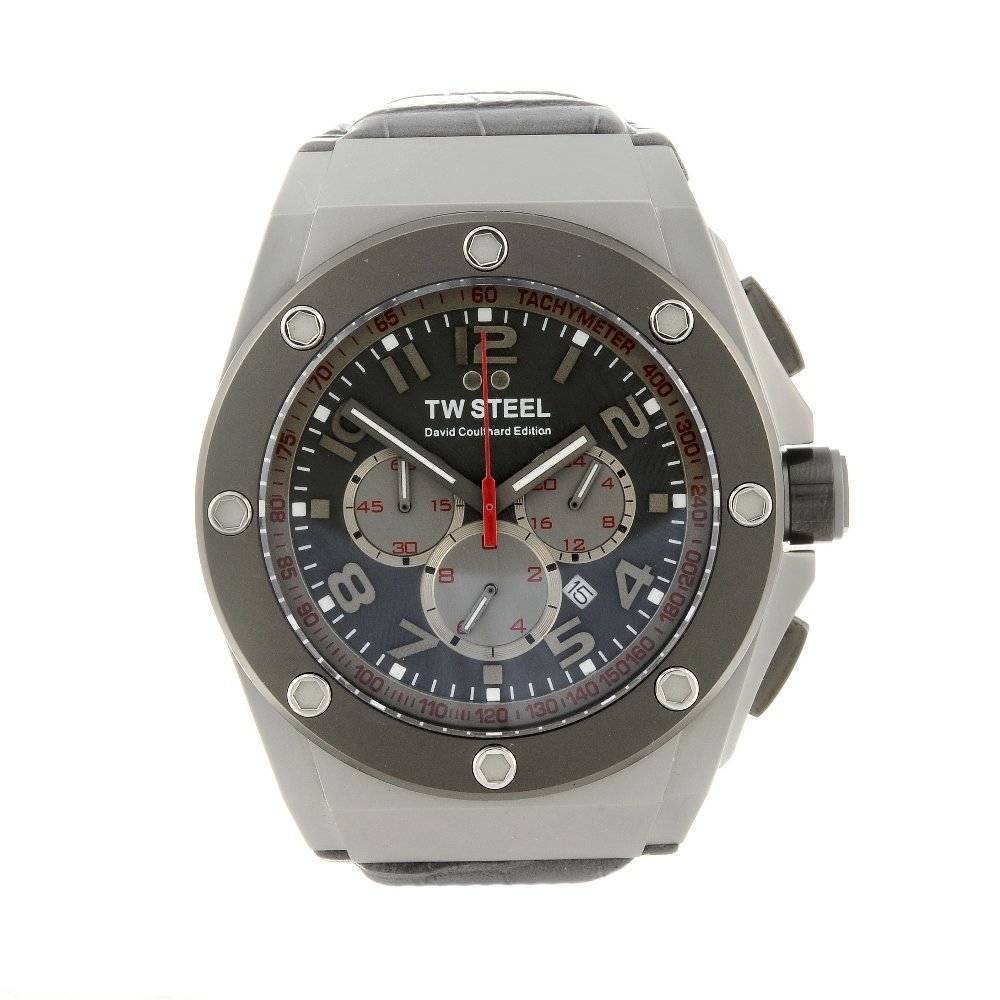TW STEEL - a gentleman's Special Edition CEO Tech David: TW STEEL - a gentleman's Special Edition CEO Tech David Coulthard chronograph wrist watch. Stainless steel case. Numbered CE4002. Quartz movement with quick date set. Grey dial with Arabic numeral hou