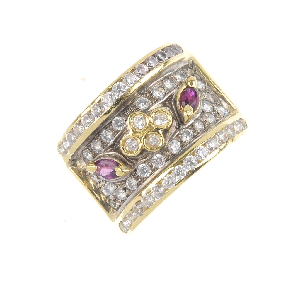 A paste and gem-set dress ring. The colourless paste (1 of 3)