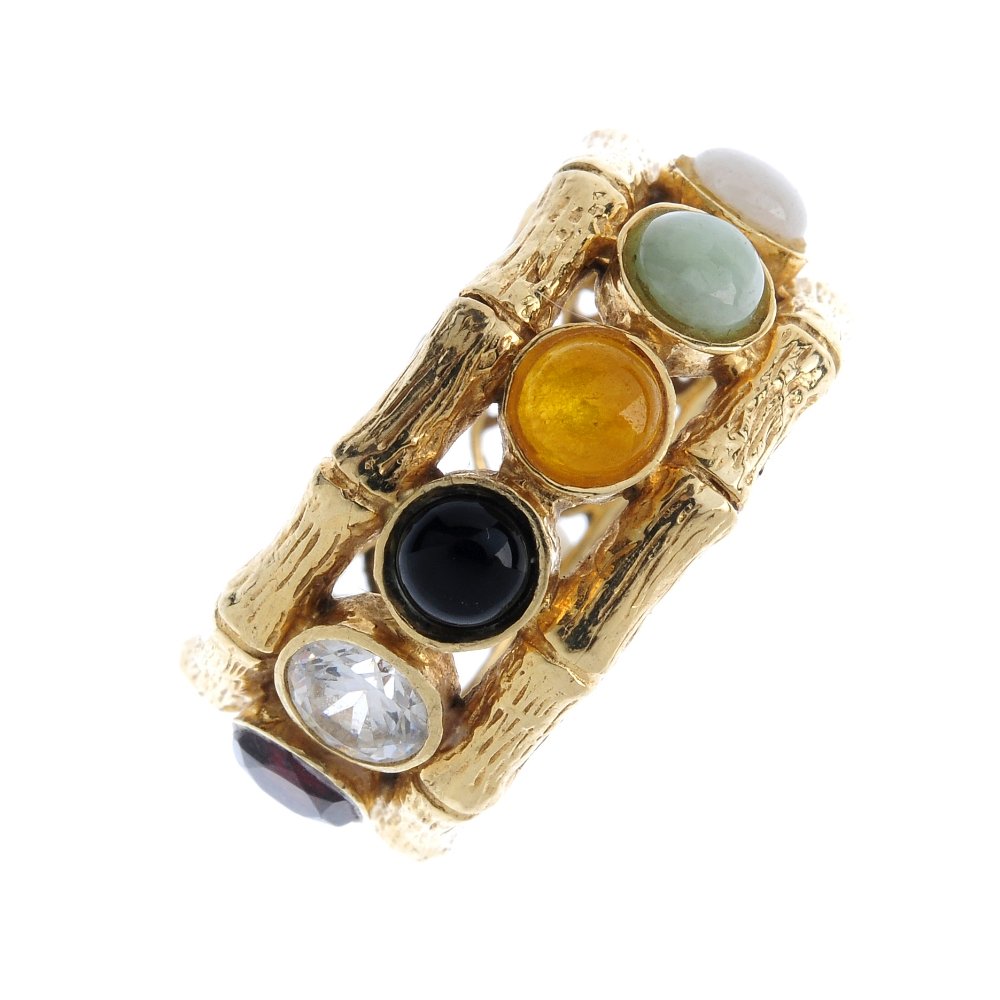 A jade and gem-set dress ring. Designed as a jade and (1 of 3)