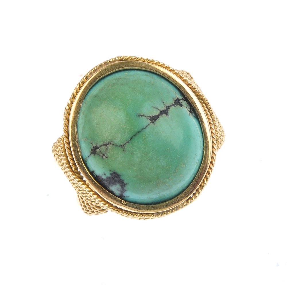 A turquoise single-stone ring. The oval turquoise (1 of 1)