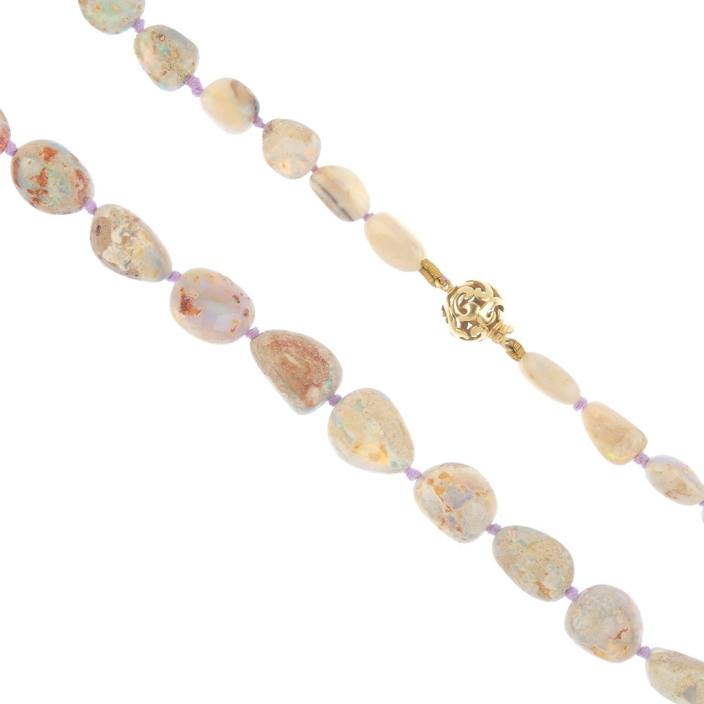 A boulder opal necklace. Comprising thirty-one (1 of 2)