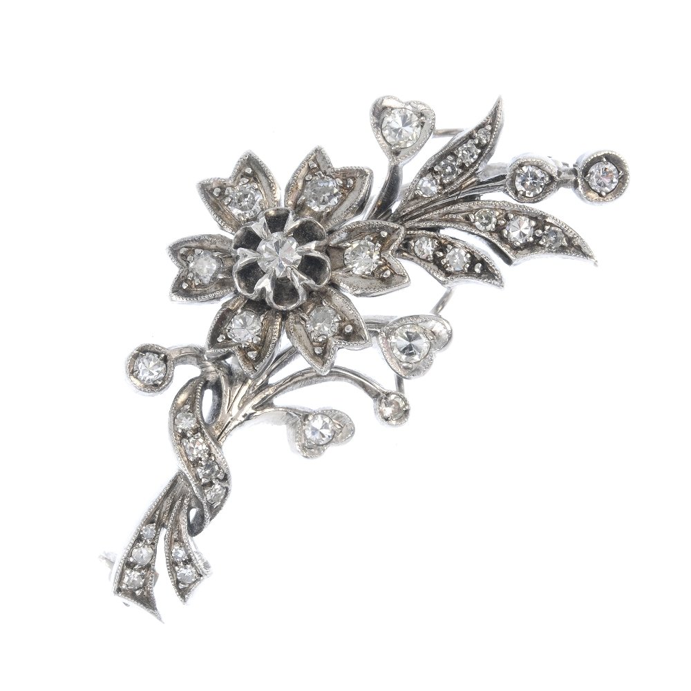 A diamond spray brooch. The brilliant and single-cut (1 of 3)