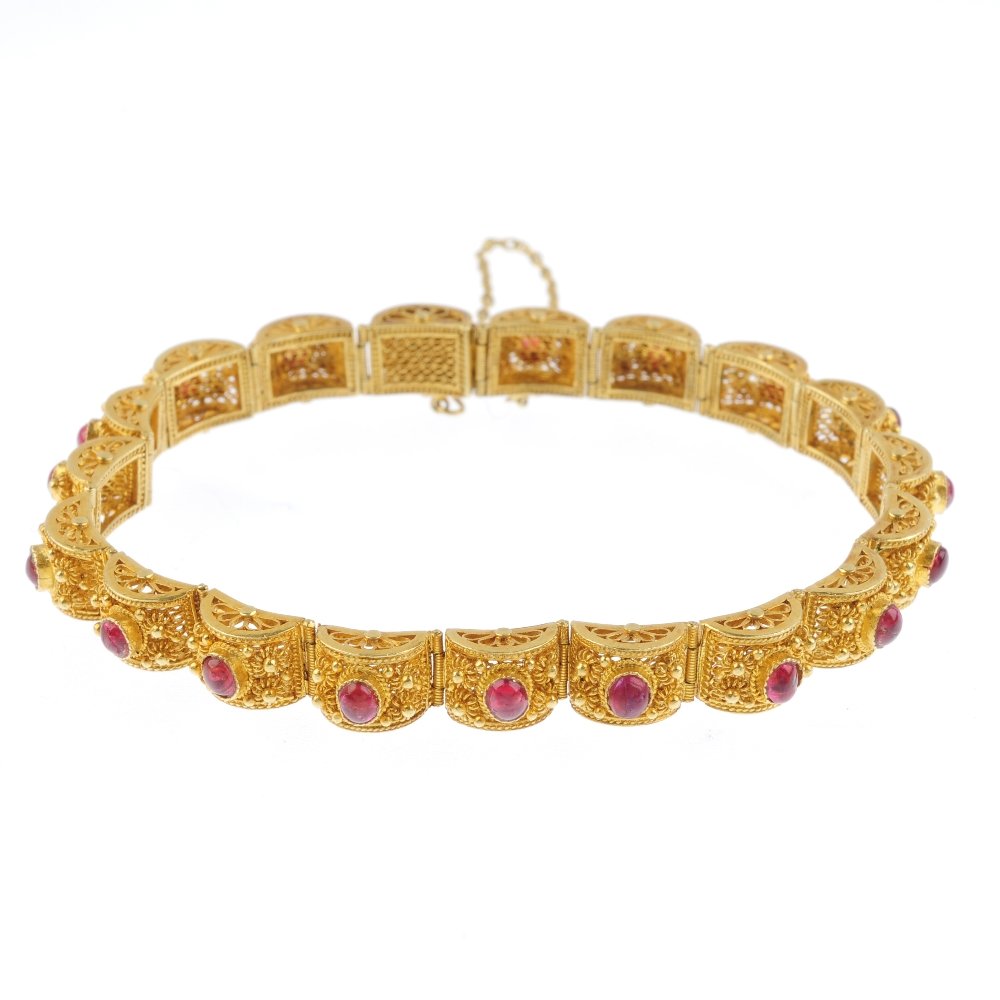 A ruby bracelet. Designed as a series of circular ruby (1 of 2)