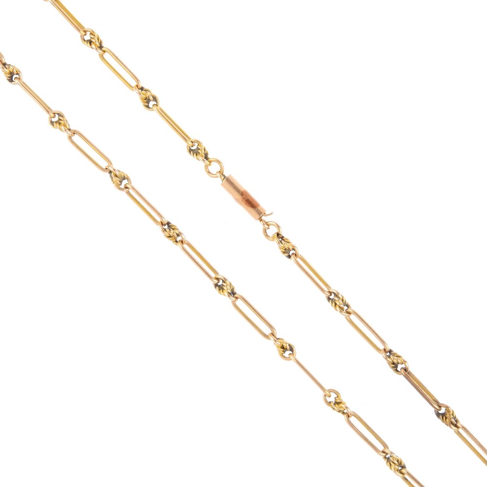 An early 20th century 15ct gold chain. The fancy-link (1 of 2)