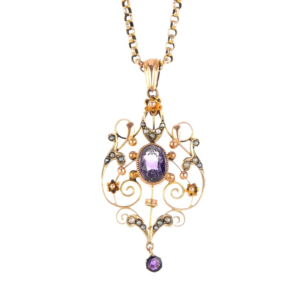 An early 20th century gem-set pendant. The oval-shape (1 of 3)