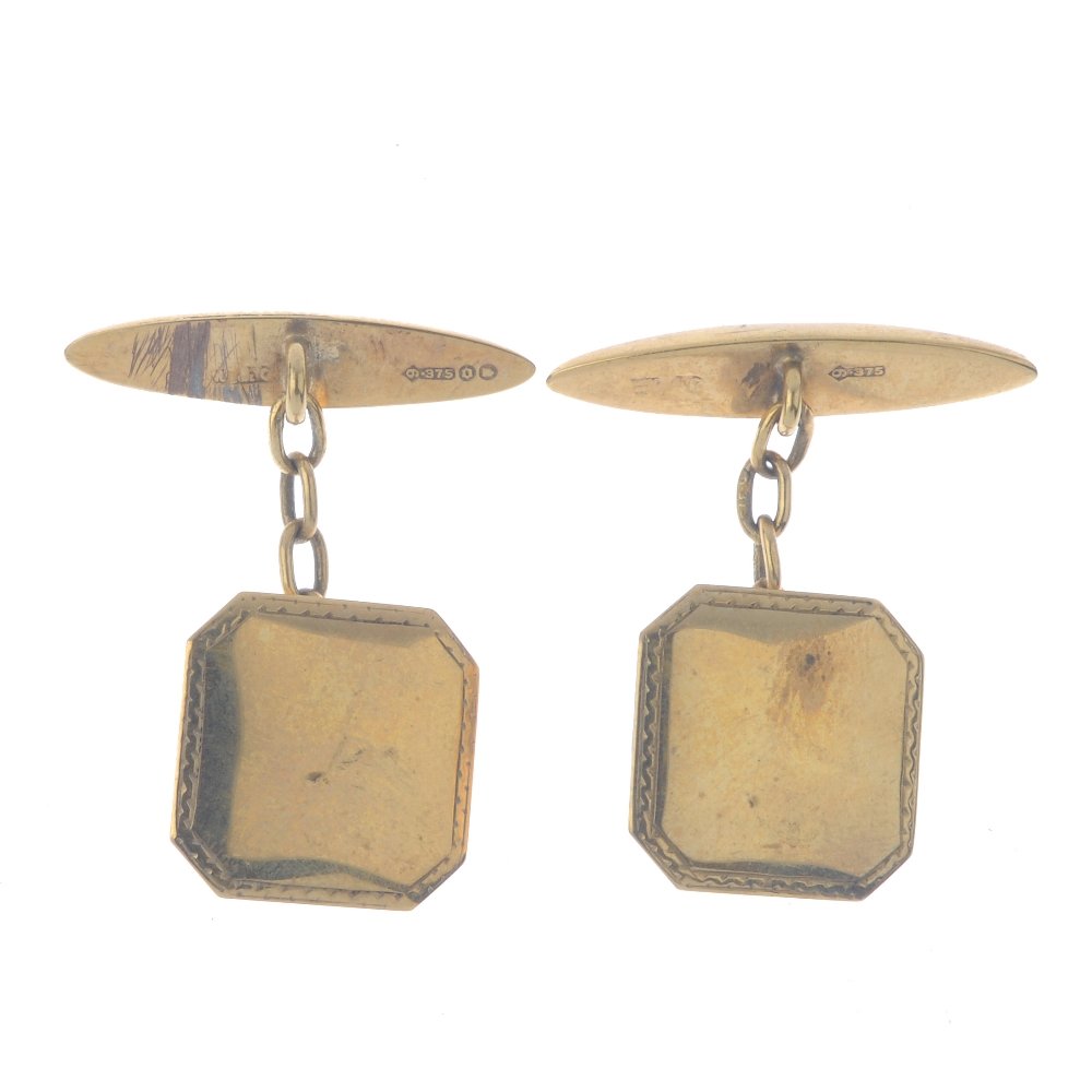 Two pairs of early 20th century 9ct gold cufflinks. The (1 of 3)