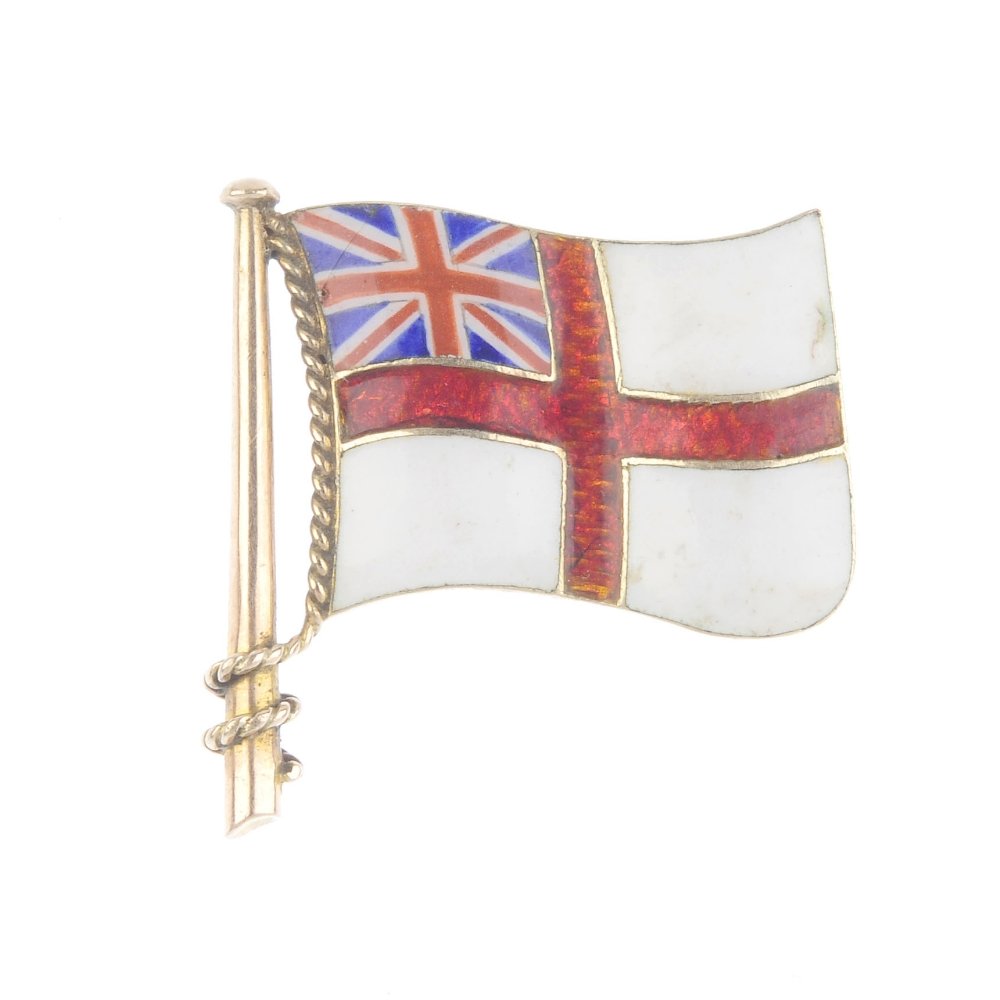An early 20th century 9ct gold White Ensign flag (1 of 2)
