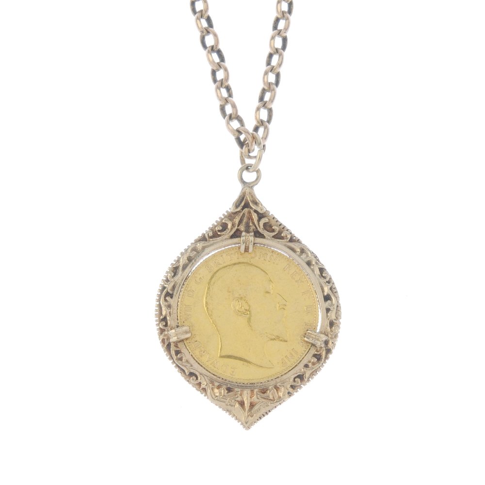 (131011-1-A) Two rings and a sovereign pendant, with (1 of 3)