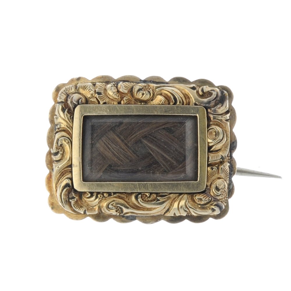 A mid Victorian mourning brooch. Of rectangular (1 of 2)