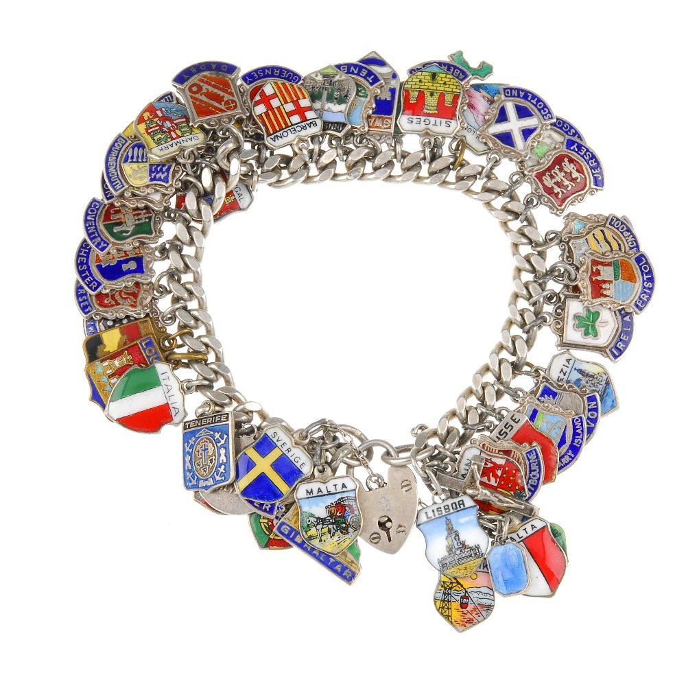 Three charm bracelets with mainly enamel tourist (1 of 3)