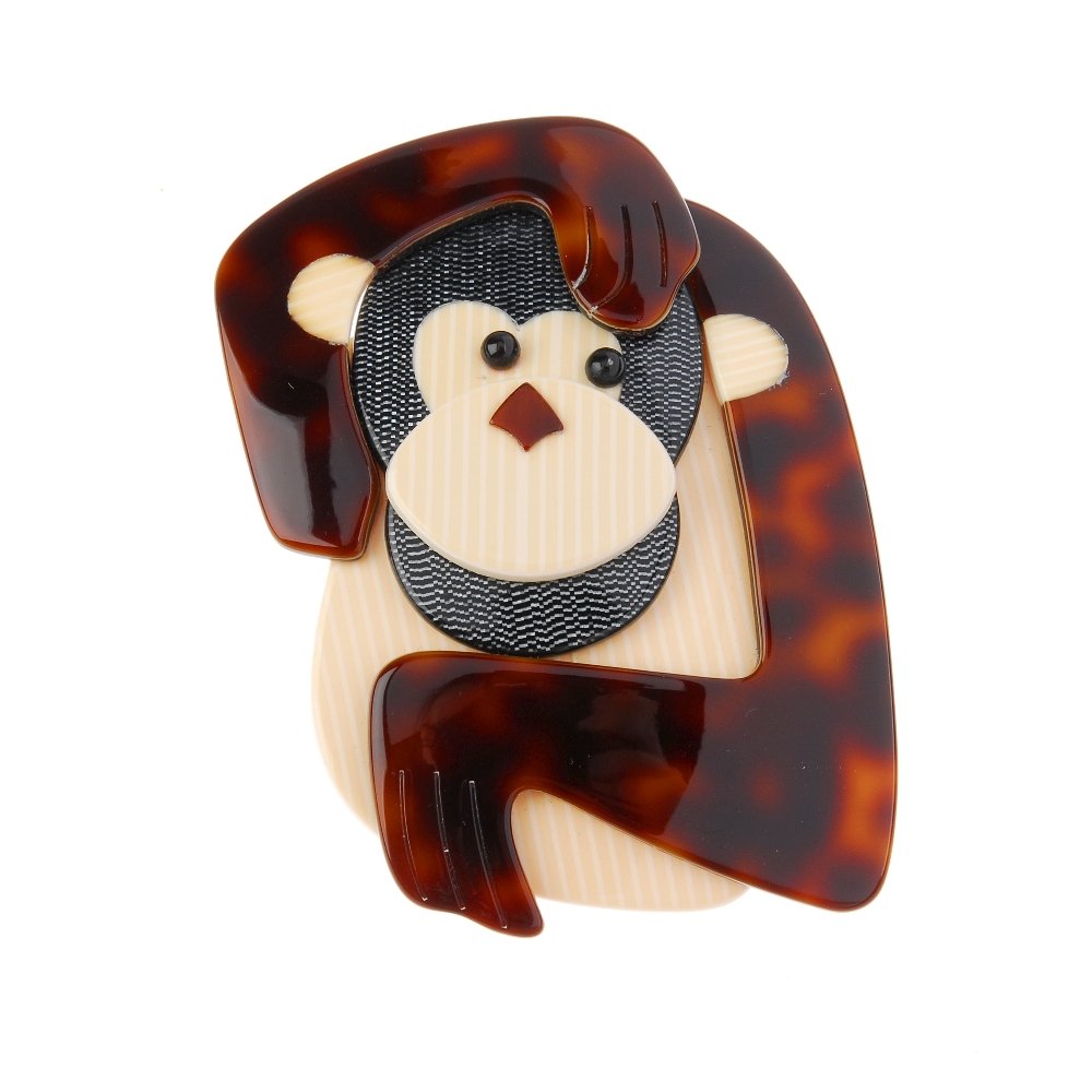 LEA STEIN - a monkey brooch. In vari-colour plastic (1 of 2)