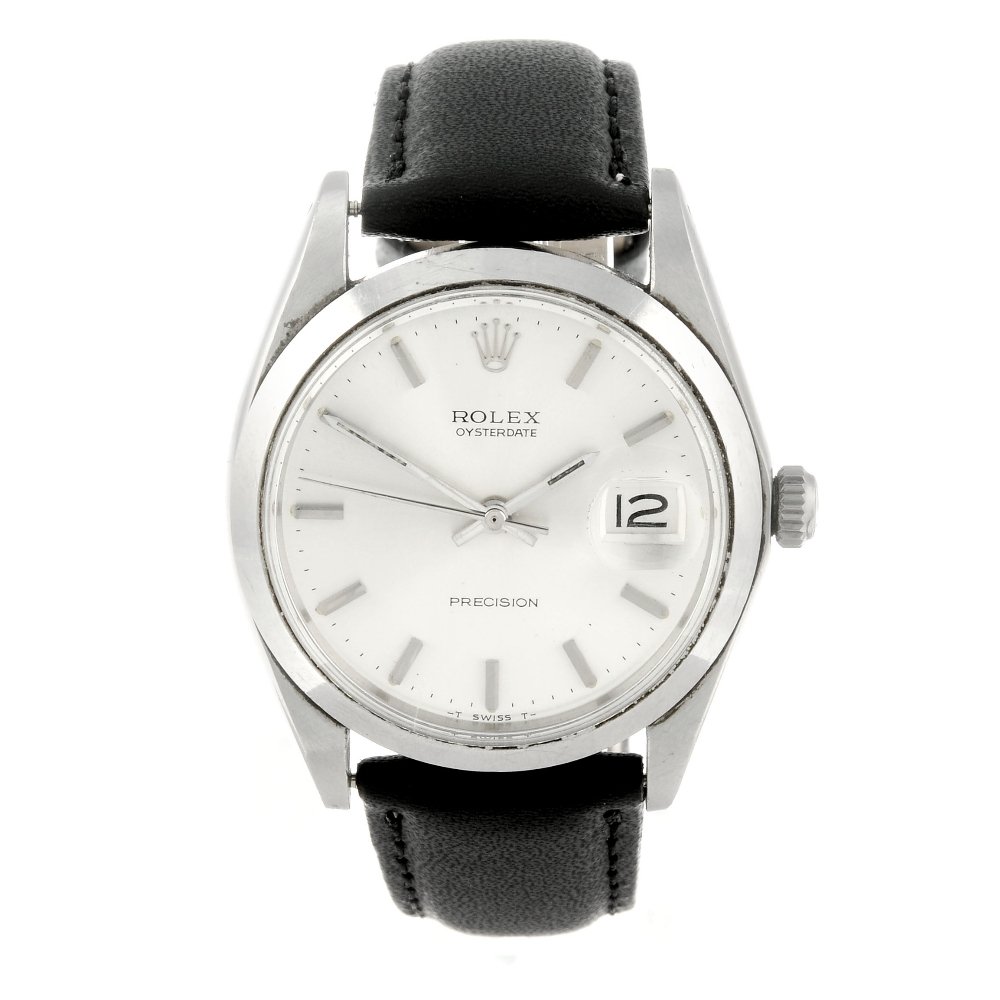 ROLEX - a gentleman's Oysterdate wrist watch. Circa.: ROLEX - a gentleman's Oysterdate wrist watch. Circa. 1972. Stainless steel case. Reference 6694, serial 2897156. Signed manual wind calibre 1225. Silvered dial with baton hour markers, date aperture t