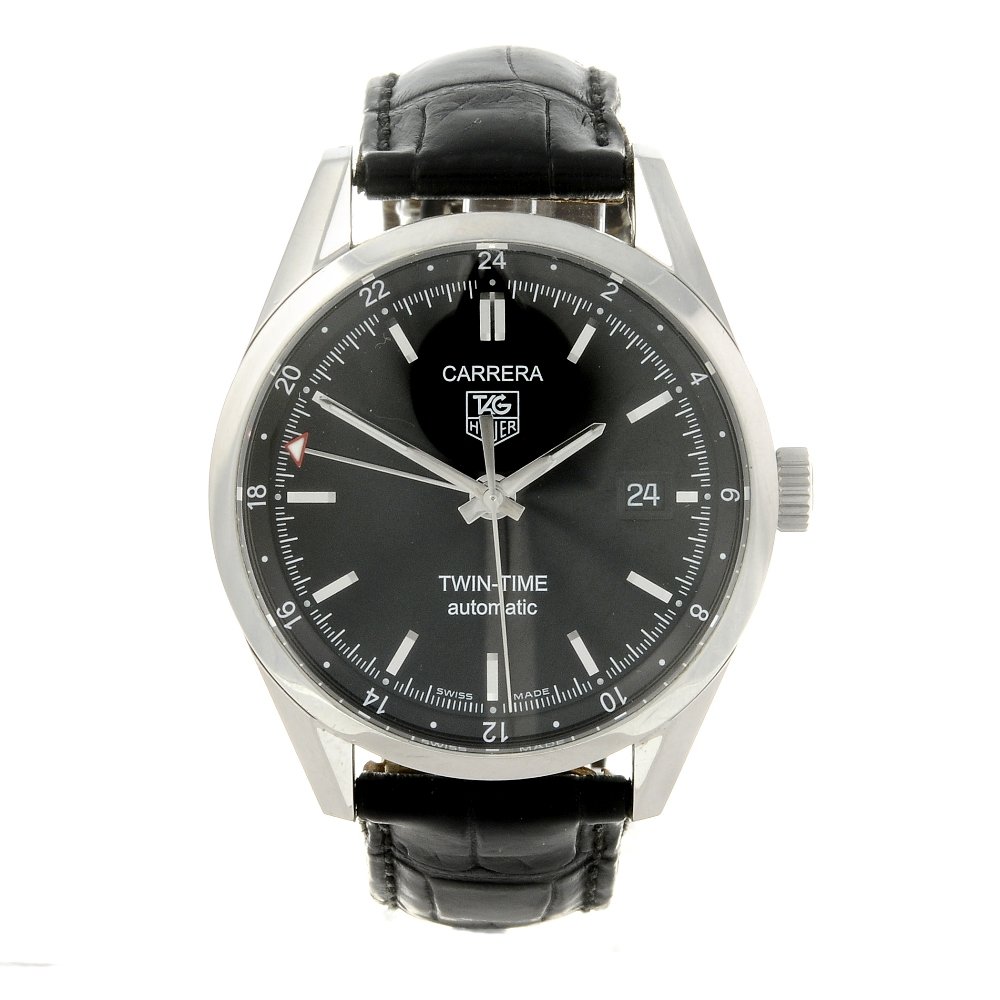 TAG HEUER - a gentleman's Carrera Twin-Time wrist (1 of 4)